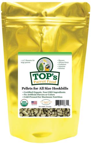 TOP's Parrot Pellets for All Size HookBills - Organické granule Top's pro všechny druhy papoušků 453 g od ParrotPlanet.cz