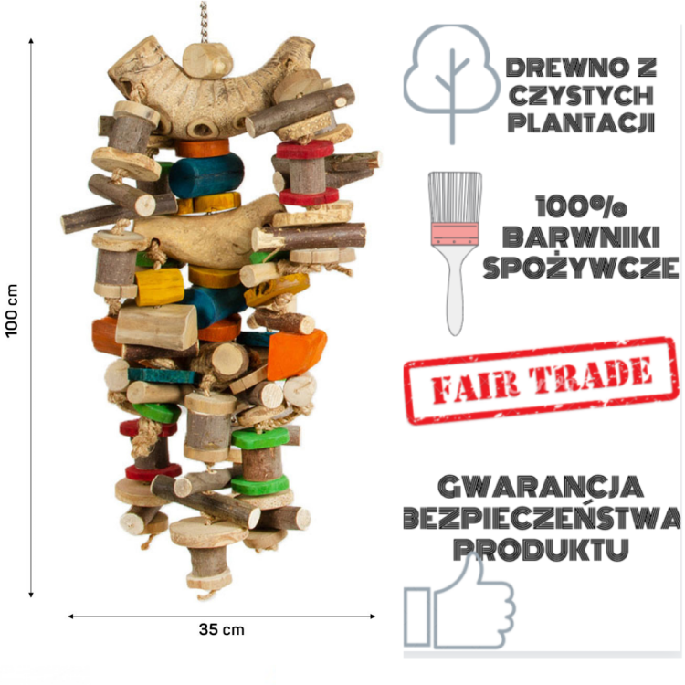 Drewniany GiGaNt - ogromna zabawka dla dużych papug - 6,5 kg od ParrotPlanet.cz