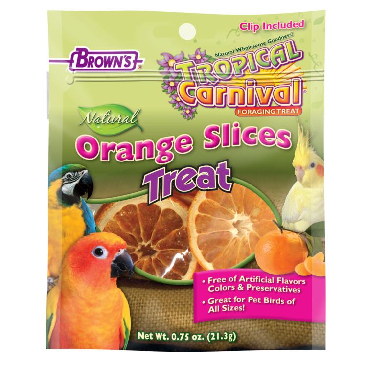 Tropical Carnival Natural Orange Slices Pet Bird Treats – plátky pomeranče – přírodní vitamín C pro všechny papoušky 21 g od parrotplanet.cz