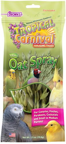Tropical Carnival Natural Oat Spray For Pet Birds - Ovesné vločky ve větvičkách k okusování pro všechny papoušky 70 g od parrotplanet.cz