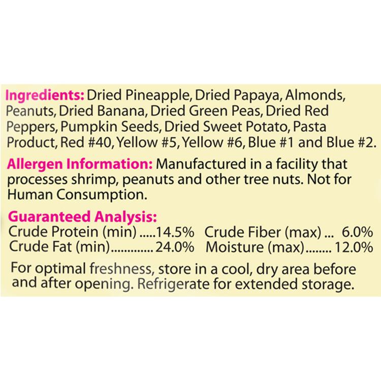 Tropical Carnival Spicy Santa Fe™ Parrot Treat – směs exotických pochoutek s křupavými nudlemi a pikantní příchutí chilli papriček pro velké papoušky (žako, amazona, kakadu, ary) 340 g od parrotplanet.cz