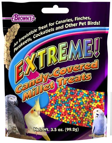 Extreme! Candy Covered Millet Treats – Barevné proso v polevě – pamlsek pro všechny papoušky 99 g od parrotplanet.cz
