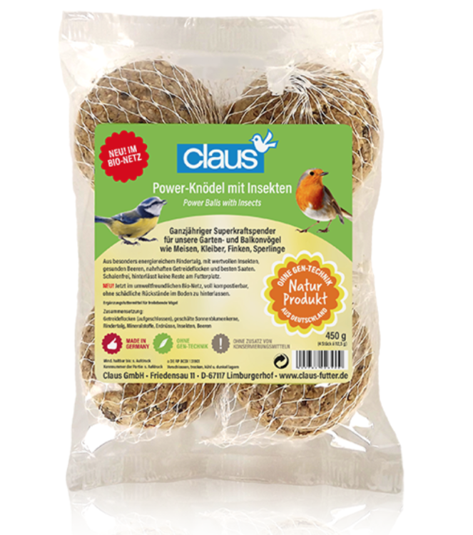 Claus – Tukové koule s HMYZEM v BIO síťce 450 g od ParrotPlanet.cz