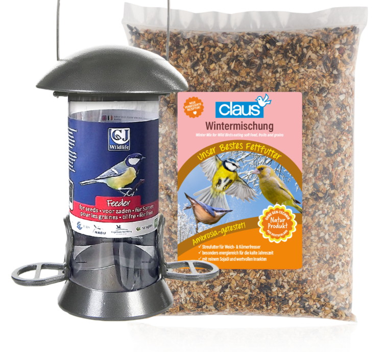 Claus Set Wintermischung + Futtersäule - Claus Sada „Zimní směs“ + krmítko pro volně žijící a zahradní ptáky 1 kg  od ParrotPlanet.cz