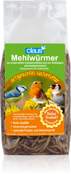 Claus Mehlwürmer – sušené moučné červy pro všechny ptáky 75 g od ParrotPlanet.cz