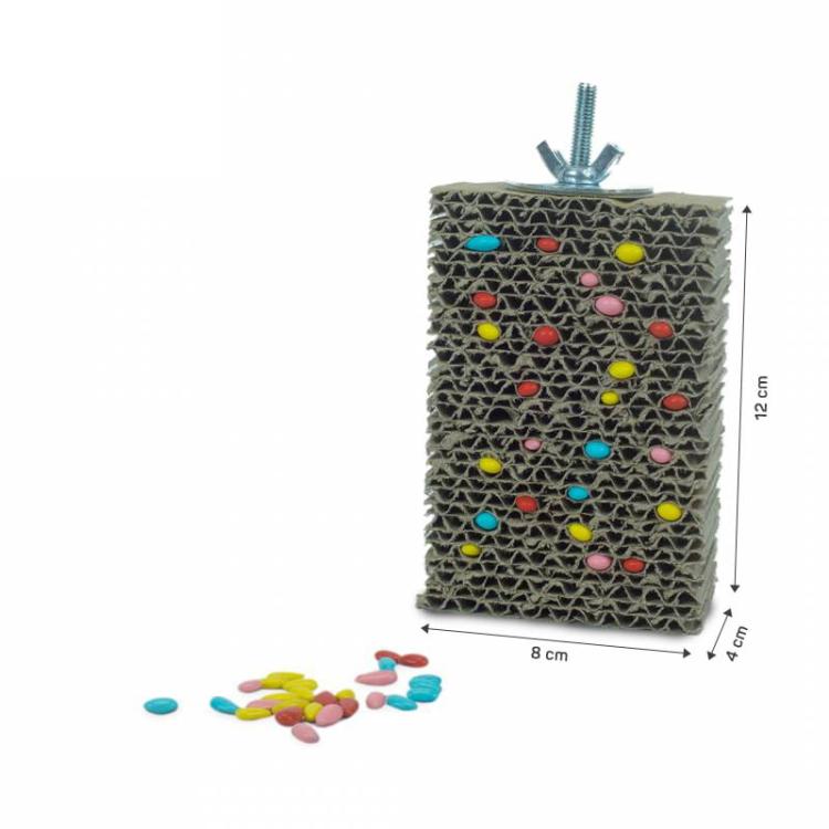 Kartonová SKRYTÁ SKŘÍŇKA – hračka na kousání a krmení pro všechny papoušky od ParrotPlanet.cz