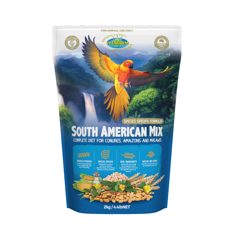 VETAFARM- South American Mix - Celoroční granule pro ŽAKO, KONUR, AMAZONKY A DALŠÍ PAPOUŠKY Z JIŽNÍ AMERIKY 350 g od ParrotPlanet.cz