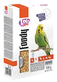 LoLo Pets FOODY Premium 500 g krmivo pro vlnkované papoušky v kartonové krabici od ParrotPlanet.cz