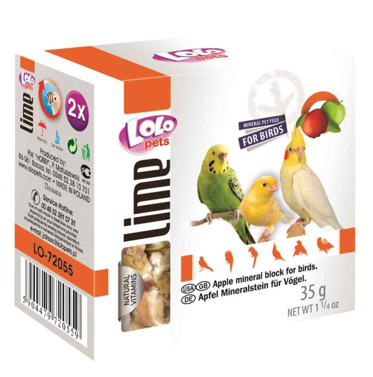 LOLO PETS LOLO LINE – vápenný kostka JAPKOVA vápenná S MUŠLEMI – pro papoušky 35 g  od ParrotPlanet.cz