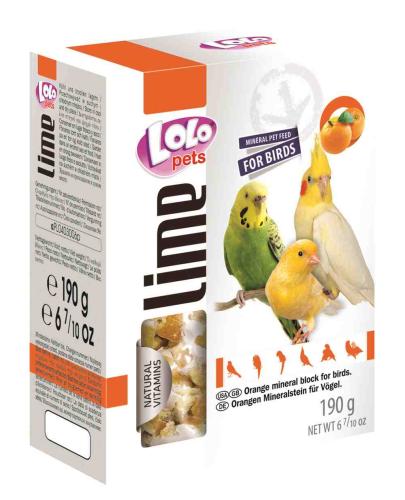 LOLO PETS LIME – vápenná kostka ORANŽOVÁ XXL vápenná – pro papoušky 190 g  od ParrotPlanet.cz