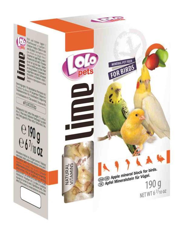 LOLO PETS LIME – vápenná kostka JABLKO XXL – pro papoušky 190 g od ParrotPlanet.cz