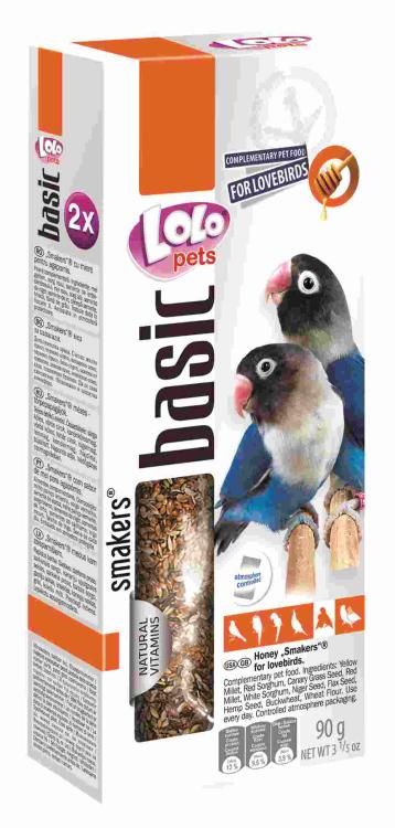 LoLo Pets Basic -Smakers MEDOVÝ URČENÝ PRO NEROZLUČNÉ PÁRY 90 g (2x45 g) od ParrotPlanet.cz