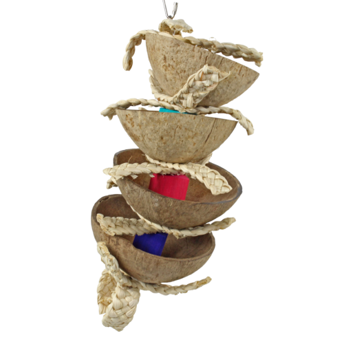 Kokosové misky – hračka pro střední papoušky od ParrotPlanet.cz