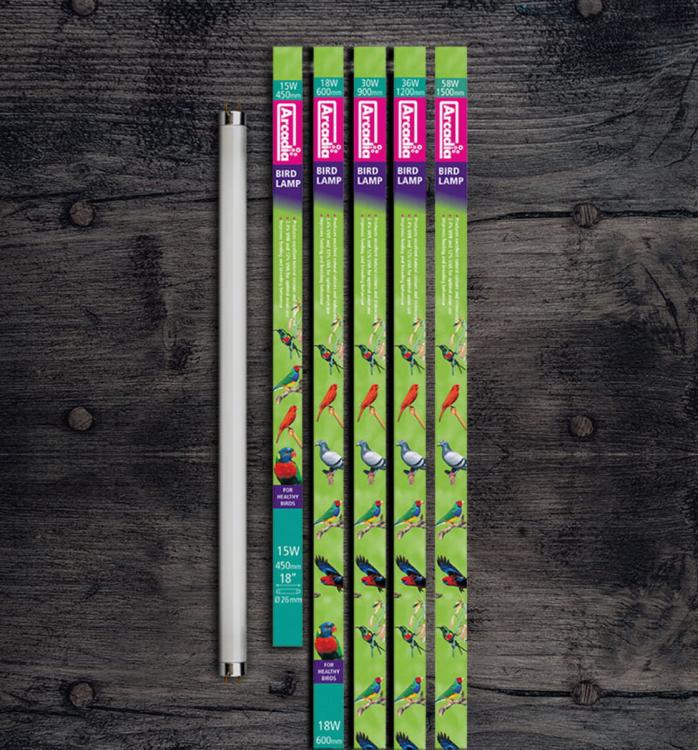 Arcadia Bird Lamp T8 - 2,4 % UVB + 12 %, 15 W - podlouhlá žárovka (zářivka) pro papoušky 45 cm od ParrotPlanet.cz