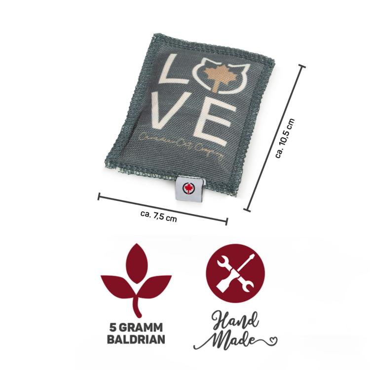 Polštářek pro kočky | Canadian Cat | LOVE | šedobéžový | valeriána 5 g od ParrotPlanet.cz