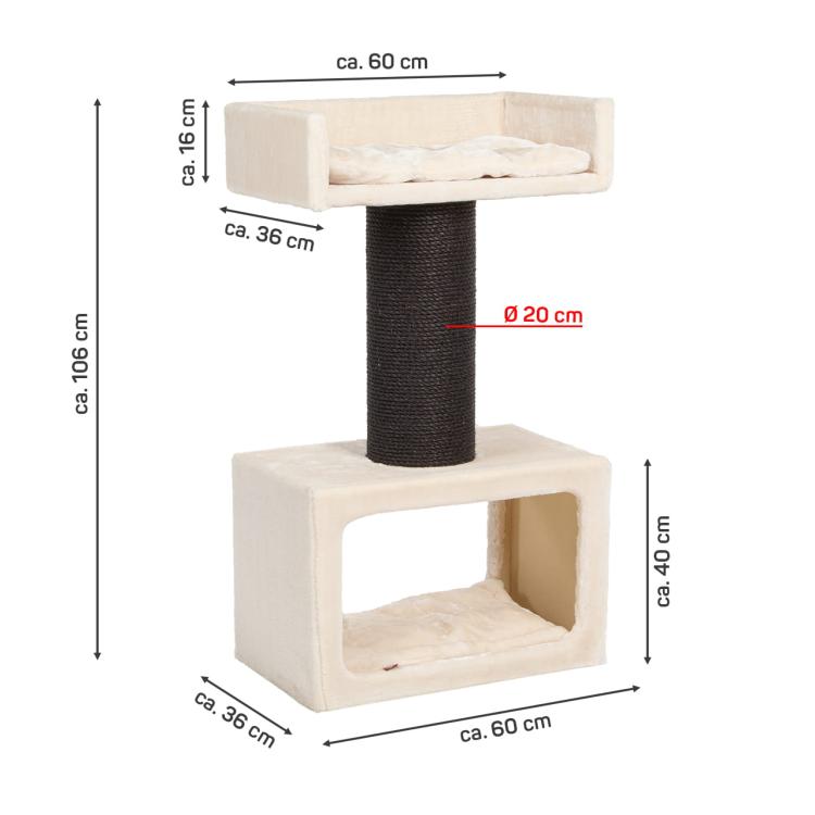 Cavella | Škrabadlo Lehátko Pelíšek pro KOČKU | Canadian Cat | 60 x 36 x 106 cm | béžová od ParrotPlanet.cz