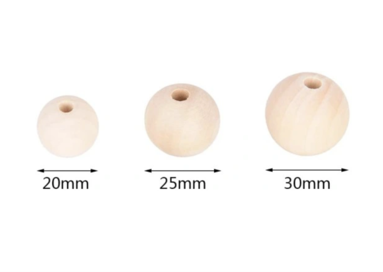 Dřevěné kuličky s otvorem S – náhradní díly pro DIY hračky pro papoušky (5 kusů) od ParrotPlanet.cz