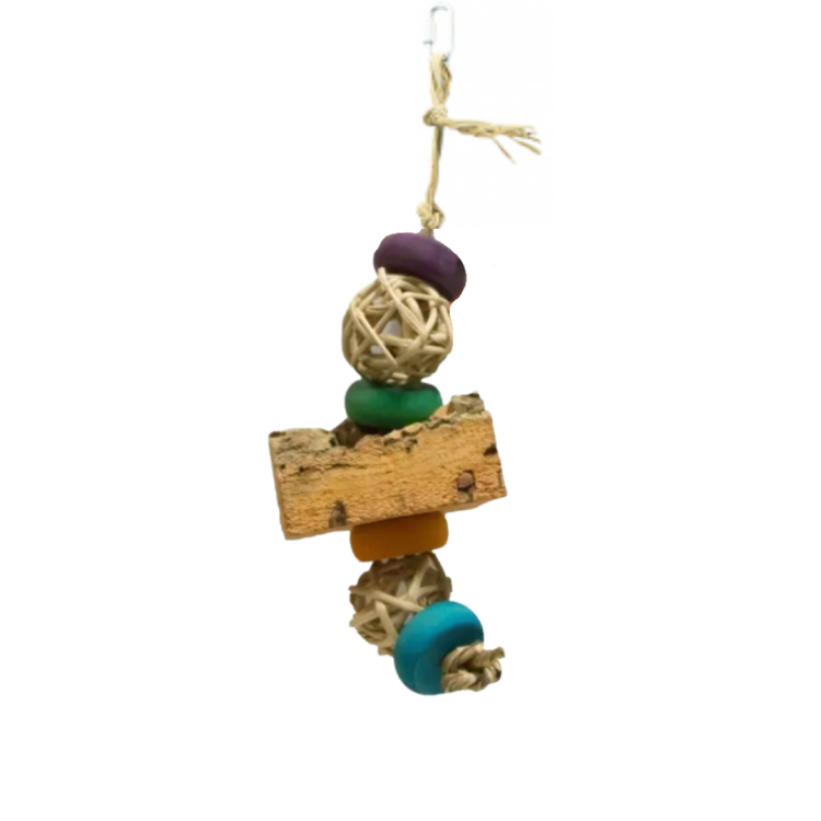 Barevná hračka z korkové kůry dubu - pro malé a střední papoušky od ParrotPlanet.cz
