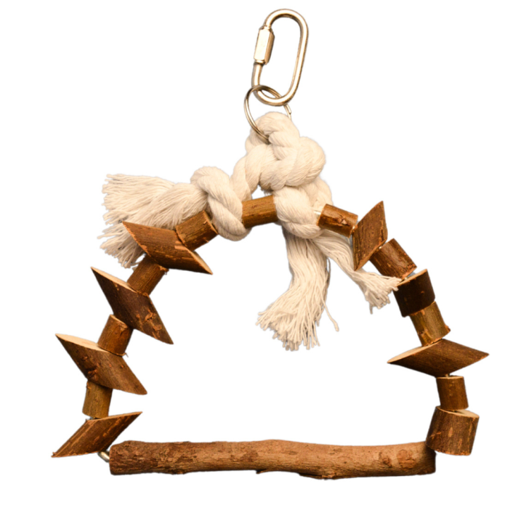 Přírodní dřevěná radost – houpačka pro malé a střední papoušky od ParrotPlanet.cz