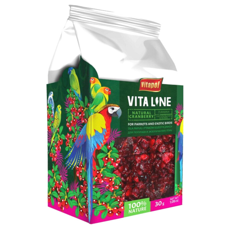 Vitapol VITALINE – Brusinky pro všechny papoušky 30 g od ParrotPlanet.cz