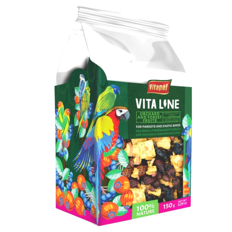 Vitapol VITALINE – Lesní a sadové ovoce pro všechny papoušky 150 g od ParrotPlanet.cz