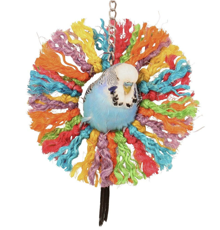 Rainbow Sisal – Houpací hračka pro malé a střední papoušky od ParrotPlanet.cz