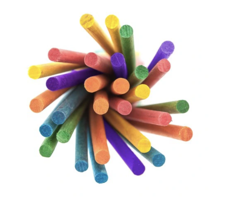 JUMBO XXL tyčinky, barevné – hračka do tlapky nebo DIY pro velké papoušky, 15 ks, 30 cm od ParrotPlanet.cz