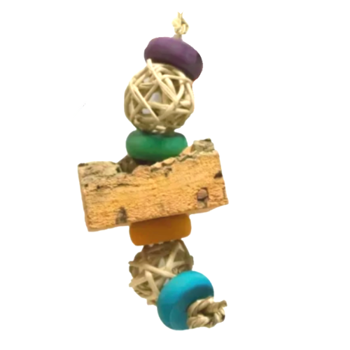 Barevná hračka z korkové kůry dubu - pro malé a střední papoušky od ParrotPlanet.cz