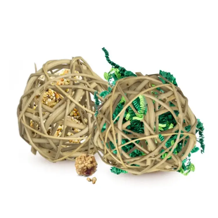 Přírodní proutěné míčky střední – hračka do tlapky, 2 ks od ParrotPlanet.cz