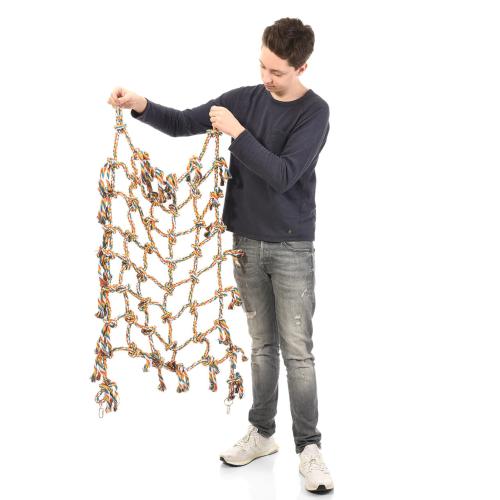 Velká bavlněná šplhací síť pro papoušky – závěsné hřiště 70 × 88 cm od ParrotPlanet.cz