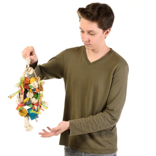 Lana a kůže – hračka pro střední a velké papoušky od ParrotPlanet.cz