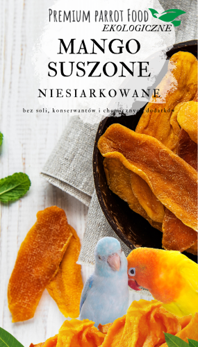 Premium Parrot Food – Ekologické mango vločky pro všechny papoušky 100 g od ParrotPlanet.cz