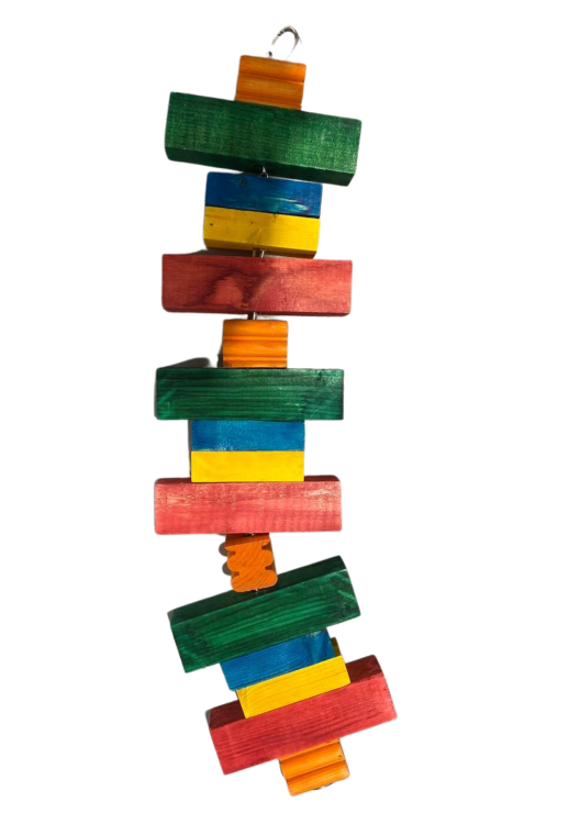 Barevný KloCek 65 cm – dřevěná hračka pro střední a velké papoušky od ParrotPlanet.cz