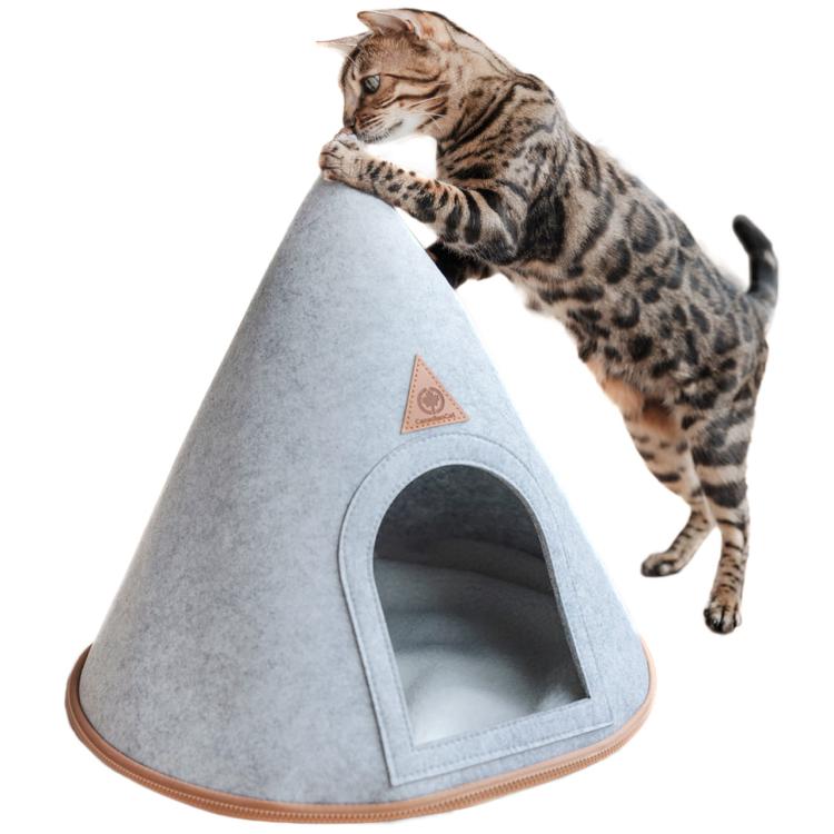 Cat Tipi | Plstěný úkryt, jeskyně s polštářem | Canadian Cat | Světle šedá od ParrotPlanet.cz