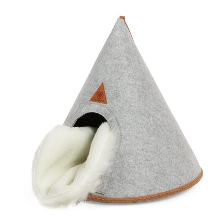 Cat Tipi | Plstěný úkryt, jeskyně s polštářem | Canadian Cat | Světle šedá od ParrotPlanet.cz