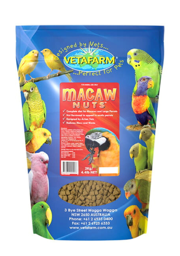 VETAFARM- MACAW NUTS - Celoroční OŘECHOVÉ granule pro ary a jiné papoušky  Jižní Ameriky 2 kg od ParrotPlanet.cz