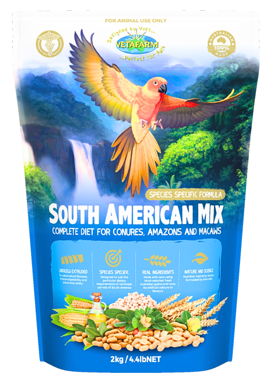 VETAFARM- South American Mix - Celoroční granule pro papoušky ŽAKO, KONUR, AMAZONEK A DALŠÍ PAPOUŠKY Z JIŽNÍ AMERIKY 2 od ParrotPlanet.cz