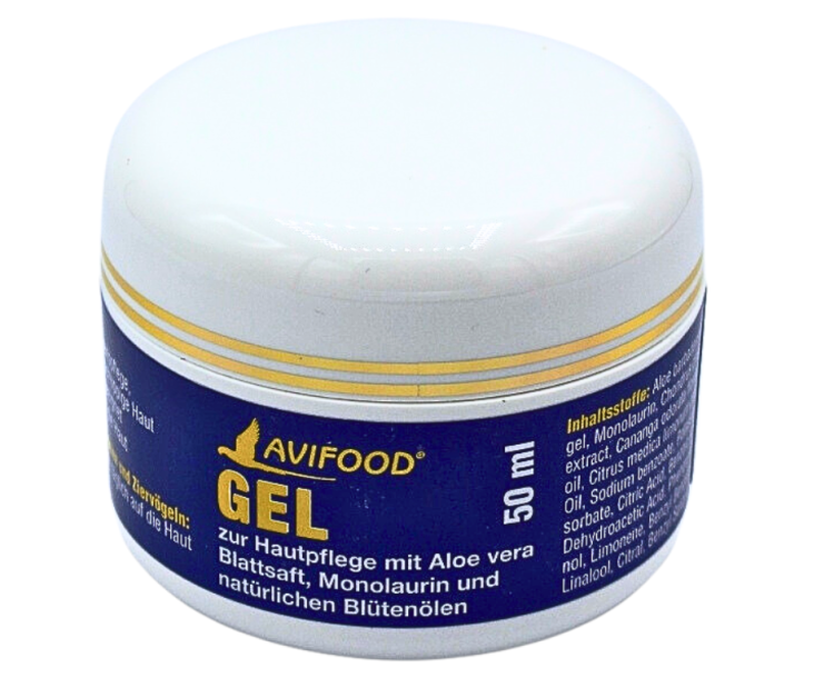 Avifood Gel 50 ml – gel pro péči o kůži papoušků s výtažkem z listů aloe vera a přírodními oleji | Hydratační péče od ParrotPlanet.cz