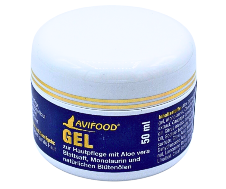 Avifood Gel 50 ml – gel pro péči o kůži papoušků s výtažkem z listů aloe vera a přírodními oleji | Hydratační péče od ParrotPlanet.cz
