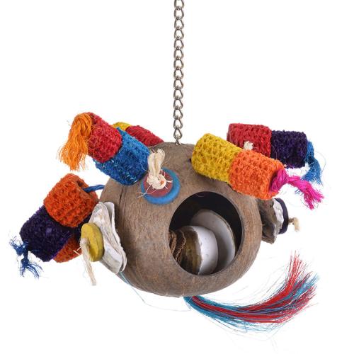 Kokos s mnoha překvapeními | Přírodní hračka ze dřeva a kukuřice | pro všechny papoušky od ParrotPlanet.cz