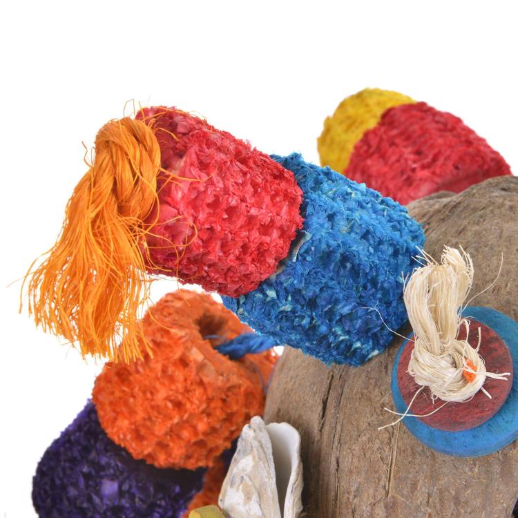 Kokos s mnoha překvapeními | Přírodní hračka ze dřeva a kukuřice | pro všechny papoušky od ParrotPlanet.cz