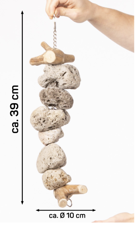 Java Lava Kebab Stone | Přírodní kebab s kameny Lava a dřevem Java L | Péče o zobák a drápky papoušků od ParrotPlanet.cz