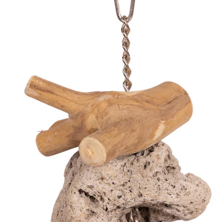 Java Lava Kebab Stone | Přírodní kebab s kameny Lava a dřevem Java L | Péče o zobák a drápky papoušků od ParrotPlanet.cz