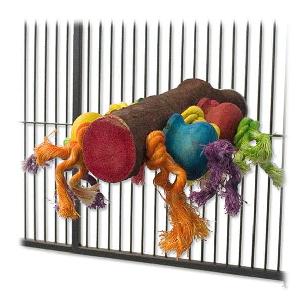 Tyč s dřevěnými hračkami – odpočinek a zábava pro papoušky | 40 cm od ParrotPlanet.cz