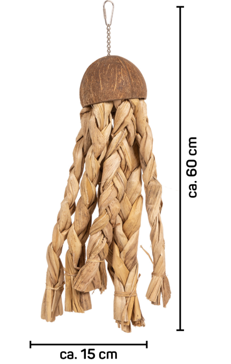 Radost z Přírody | Přírodní hračka z kokosu a banánových listů pro papoušky od ParrotPlanet.cz