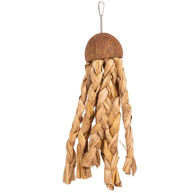 Radost z Přírody | Přírodní hračka z kokosu a banánových listů pro papoušky od ParrotPlanet.cz