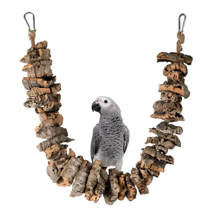 Přírodní houpačka | kousátko z kůry korkového dubu | Most pro malé, střední a velké papoušky XL | zátka pro papoušky od ParrotPlanet.cz
