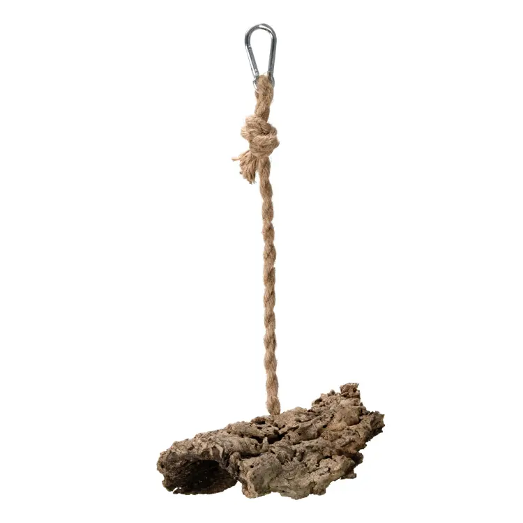 Přírodní houpačka | Plát z kůry korkového dubu | Korek na provázku pro malé a střední papoušky od ParrotPlanet.cz