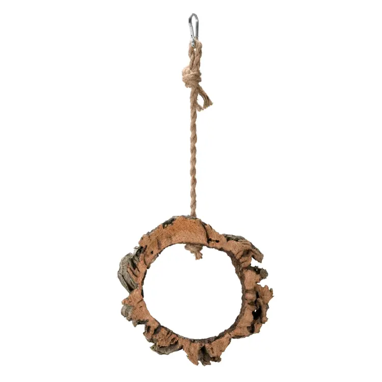 Přírodní houpačka | Kruh z korkového dubu | Korek na provázku | pro malé a střední papoušky od ParrotPlanet.cz