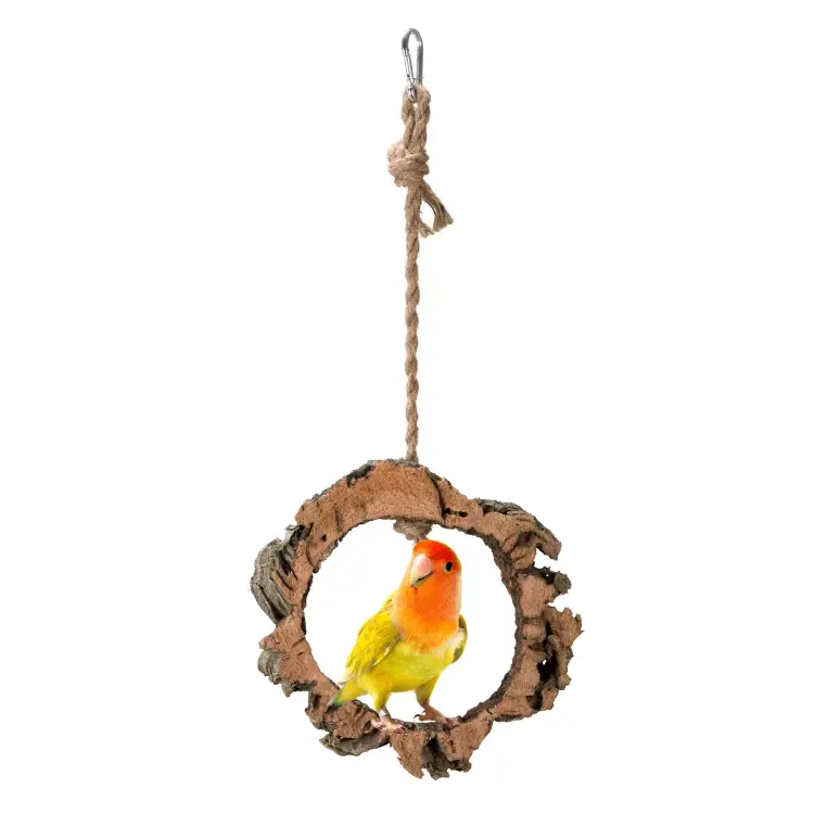 Přírodní houpačka | Kruh z korkového dubu | Korek na provázku | pro malé a střední papoušky od ParrotPlanet.cz